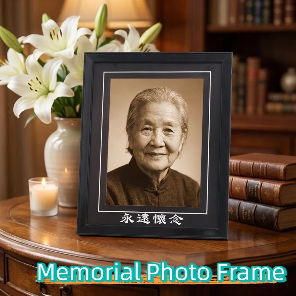 Nostalgic Style Rectangular Memorial Photo Frame Deceased Vintage Picture Storage Frame Classic Display Holders Wall Mounting