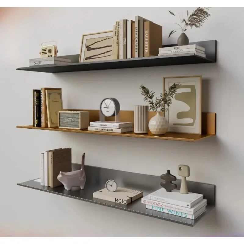 

Aluminum alloy laminate rack custom one word wall wall bookshelf storage rack shelf display metal baffle