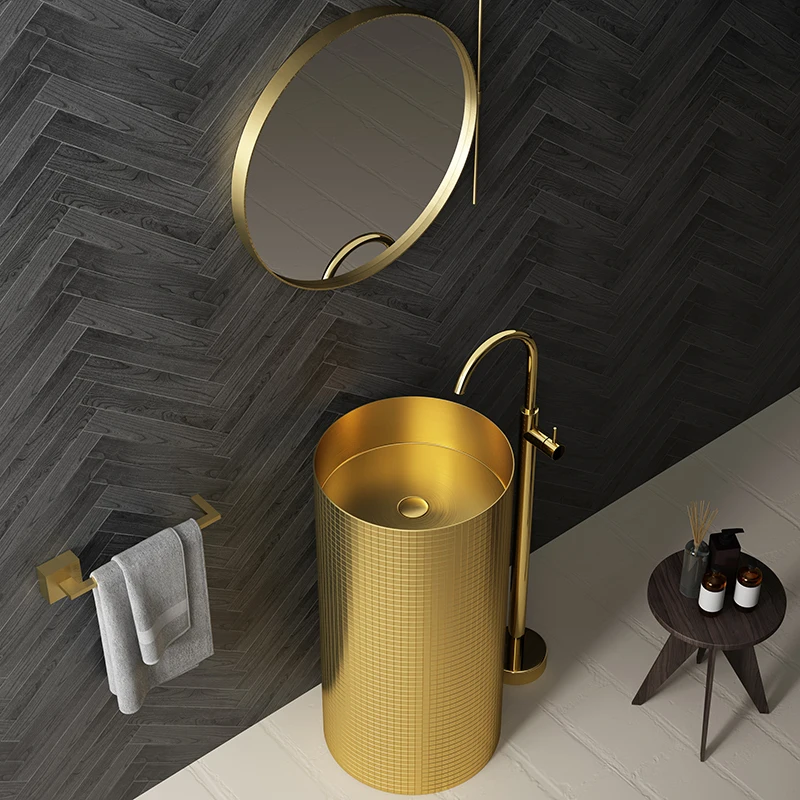 

Современная напольная раковина-пьедестал из нержавеющей стали 304 для кухни и ванной комнаты с уникальным дизайном ручной работы