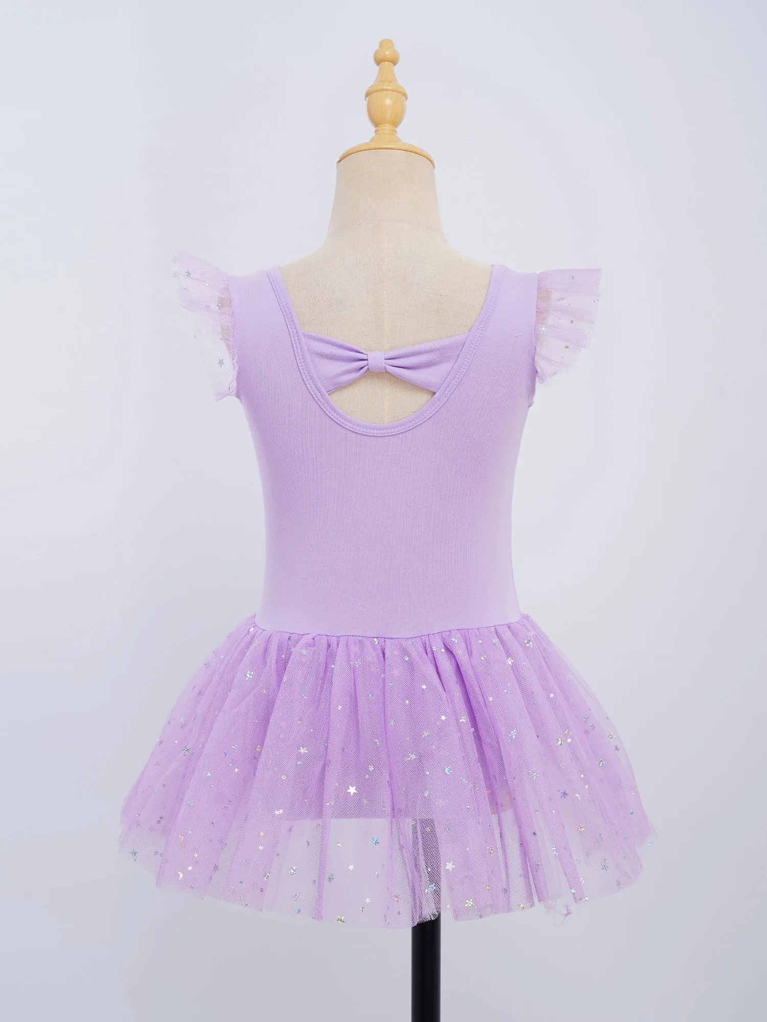 Leotards de Ballet com Glitter para Meninas, Mangas com Babados, Fantasia de Ginástica, Roupas de Dança para Crianças, Vestidos Tutu de Dança