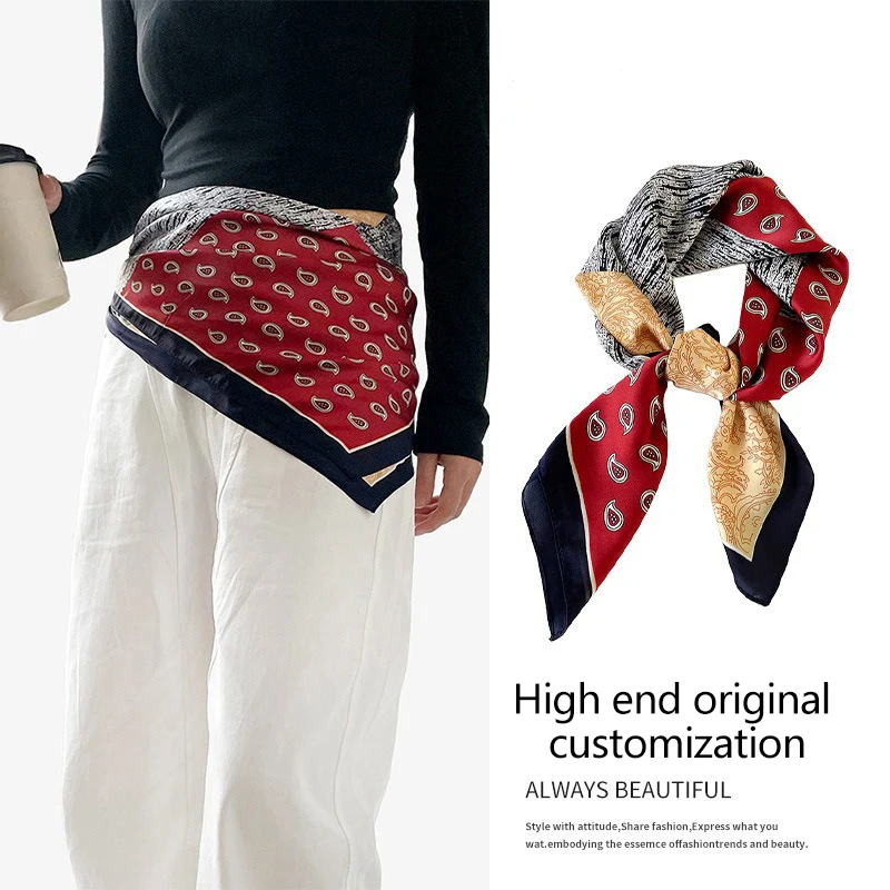 العصرية الرجعية نمط حزام وشاح التراص يرتدي وشاح حريري متعدد الوظائف الراقية تحسس حزام فضفاض الملابس مع ختم الخصر