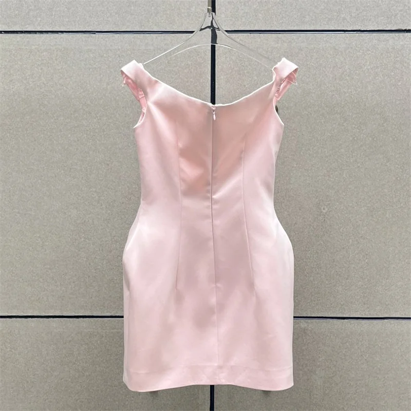 فستان نسائي جديد مثير بدون ظهر فستان قصير لخريف 2025 من الساتان بقصة ضيقة بدون أكمام تنورة قصيرة فساتين الحفلات فساتين السهرة #2