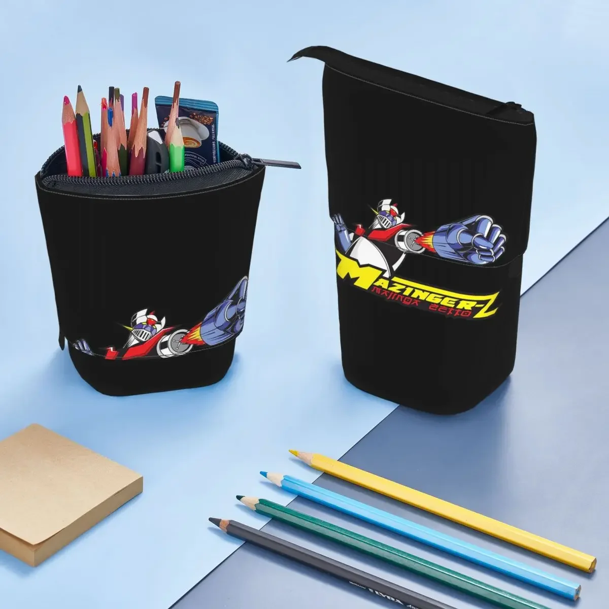 Mazinger Z Goldorak Actarus Grendizer Mask Reversible Pencil Case for Kids School Pen Box Pencil Bag Stationery Supplies