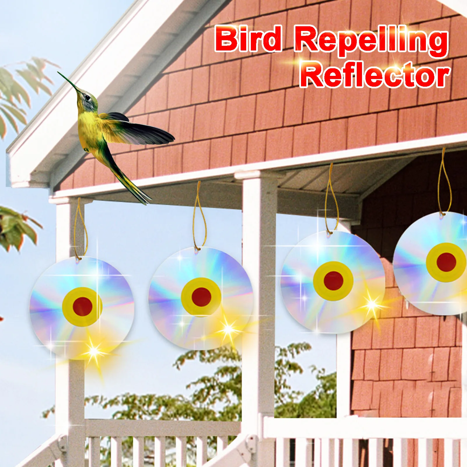 Bird Scare Discs Set Bird Reflectors Scarer Upgraded Reflective Horror Eyes Bird Disc For Repelling Pigeon Duck Owls Geese