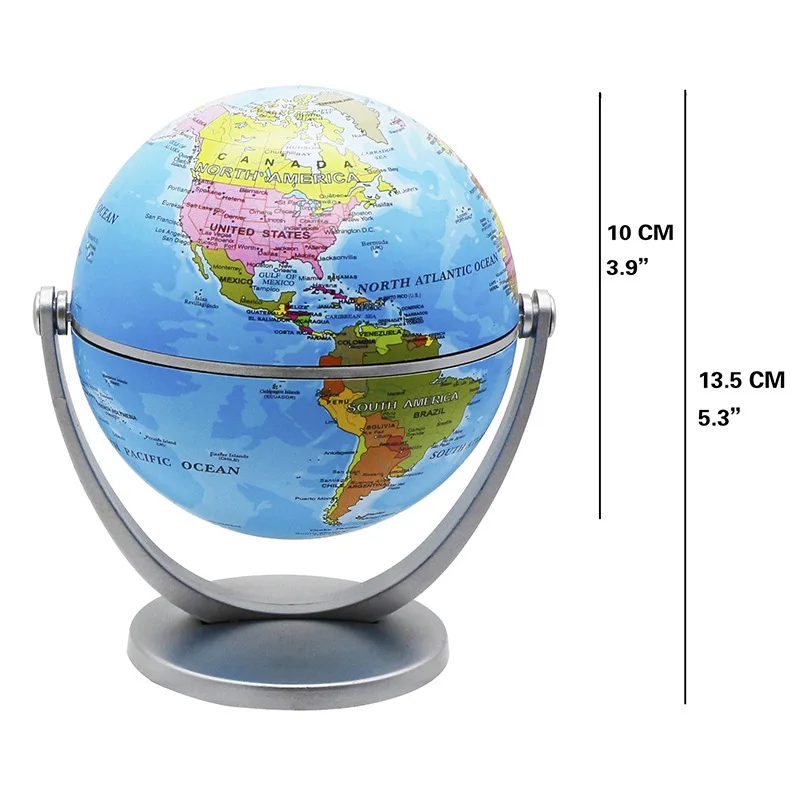 10 cm Retro Globe 360 Roterende Aarde Wereld Oceaan Kaart Bal Antieke Desktop Aardrijkskunde Leren Onderwijs Thuis School Decoratie