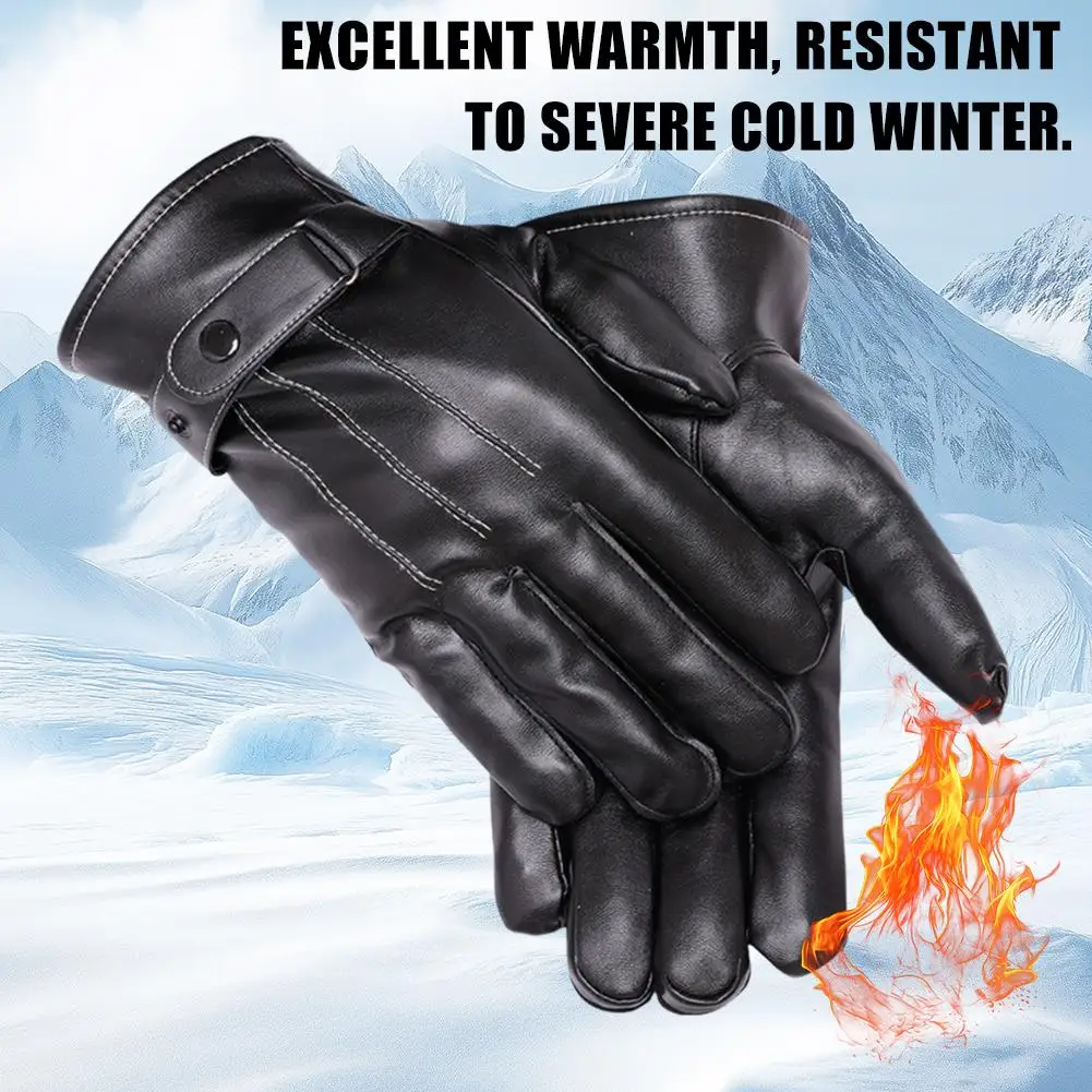 Winter Gloves For Men Leather Gloves Tactical Touchscreen Fleece Keep Warm Waterproof Driving Male Snowboard Outdoor Sport Glove