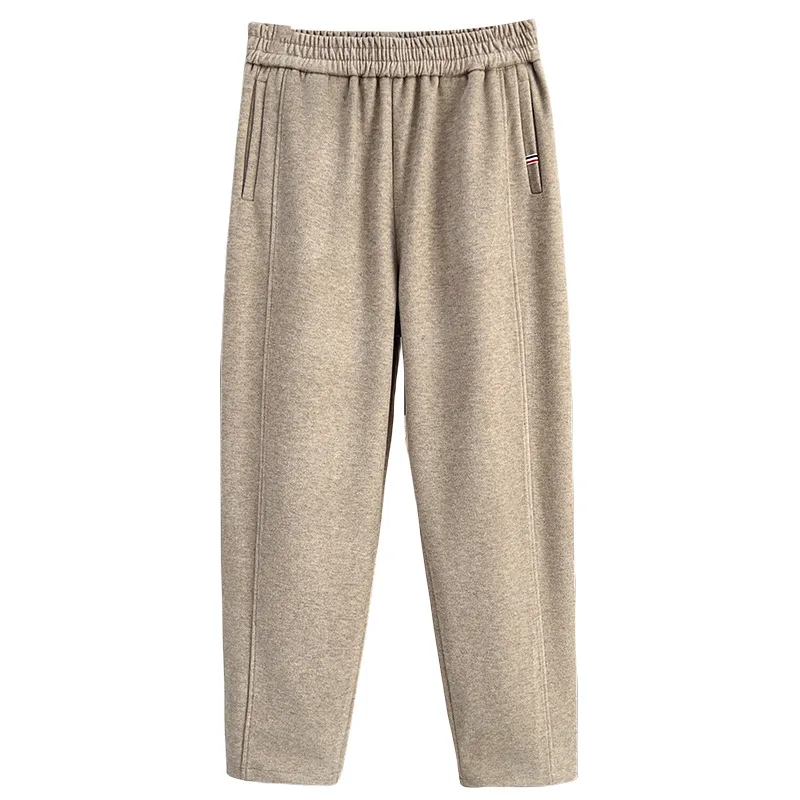 Calça harém de lã simples feminina, calça casual quente no tornozelo, tamanho grande, 1557, 100kg, outono e inverno