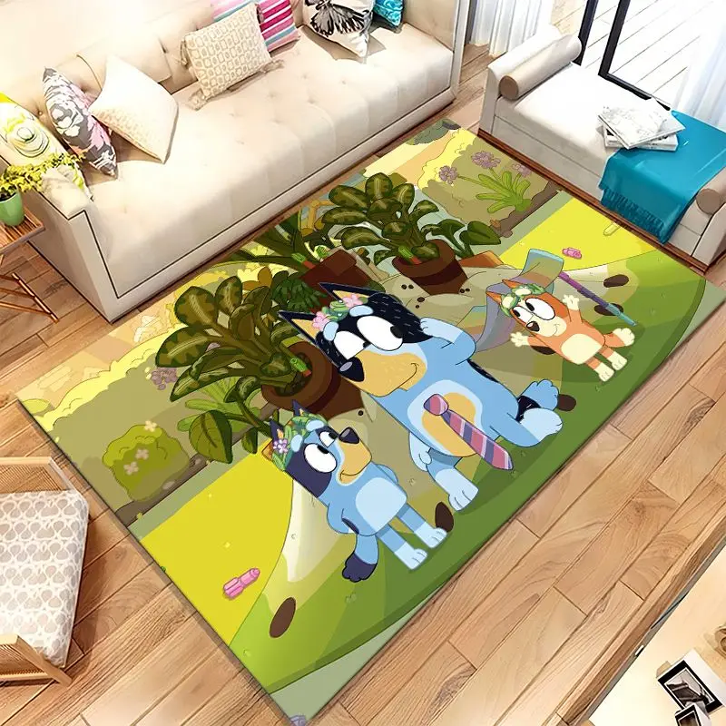 Cartoon Blue Dog Puppy Bingo Soft Non-Slip Large Area Rug for Living Room,Bedroom Playroom Carpet Mat for Sofa,Home Decor Gift
