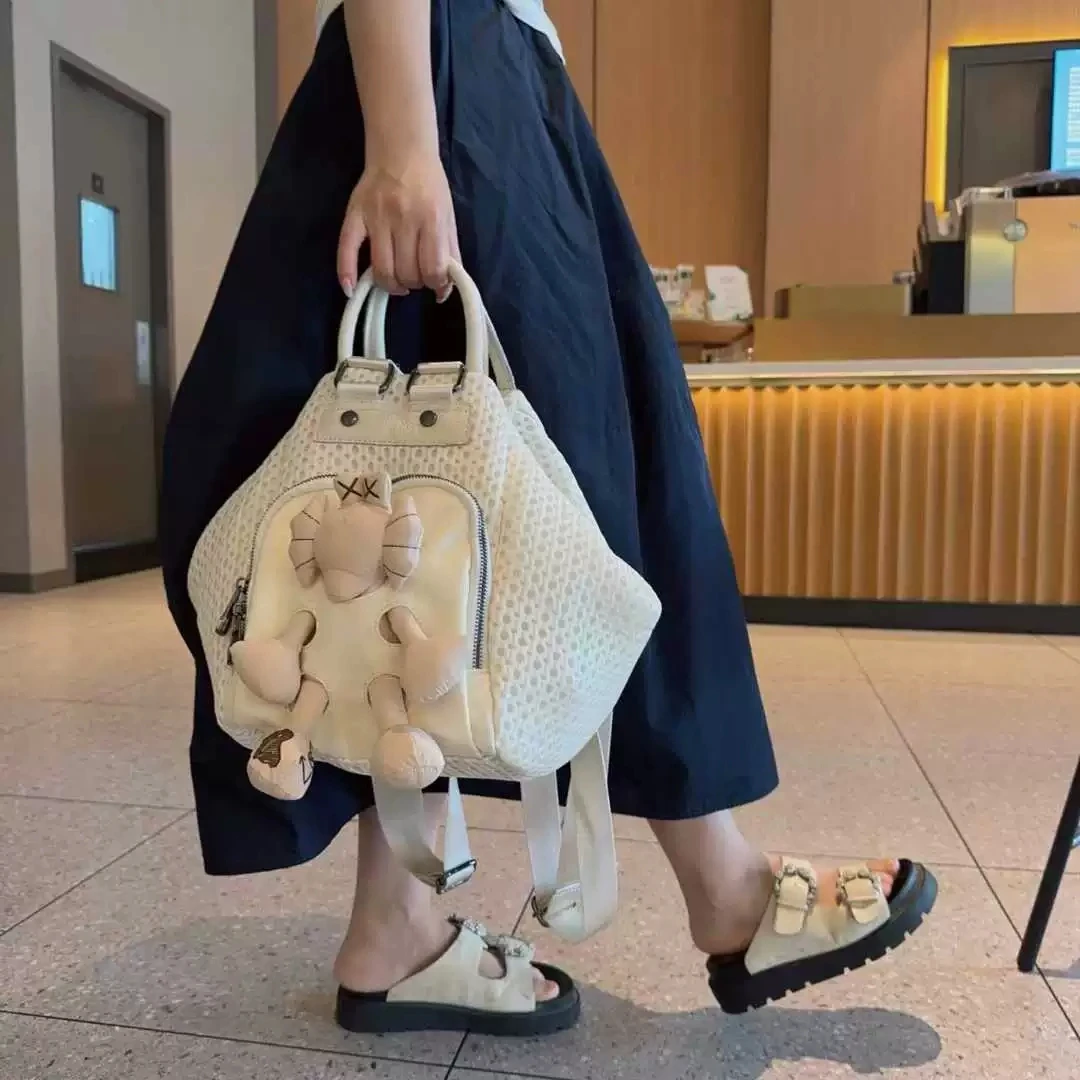 Casual women's backpack mesh bag multifunctional shoulder messenger bag large capacity anti-theft handbag fashion crossbody bag