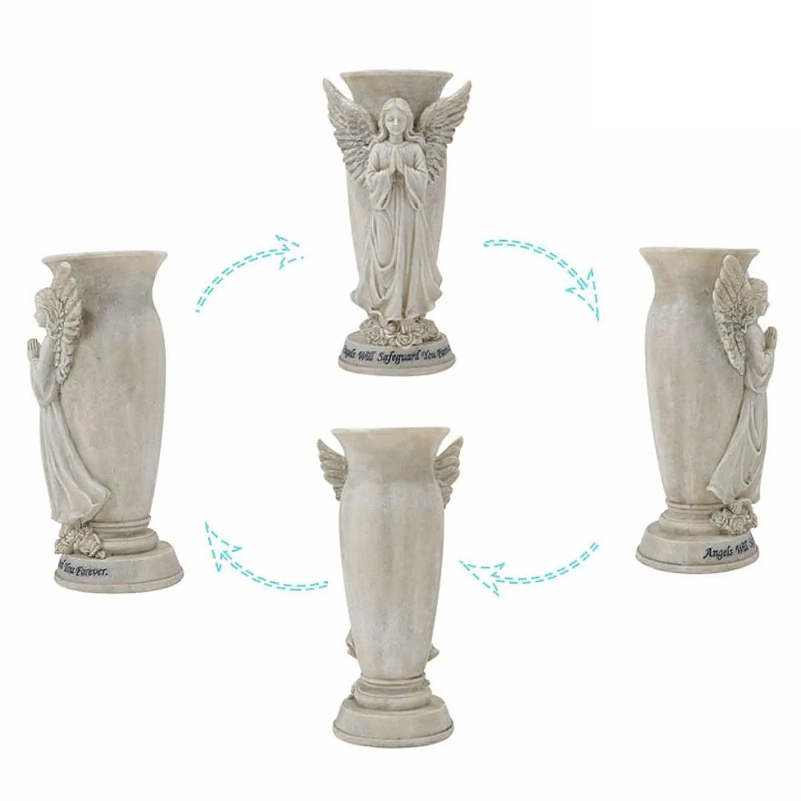 Cemetery Angel Vase Resin Flower Holder with Drainage Spikes Elegant Memorial Vase for Artificial or Fresh Flowers