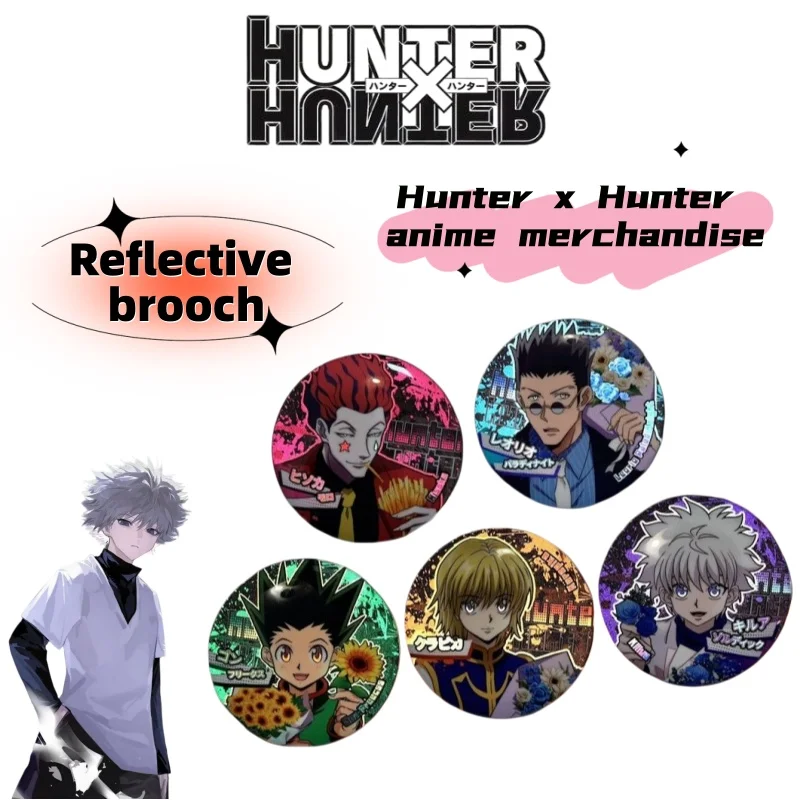 

Cartoon Anime Merchandise Full-Time Hunter Reflective Badge Two-Dimensional Pin Brooch Tinplate Bag Pendant Accessory Gift