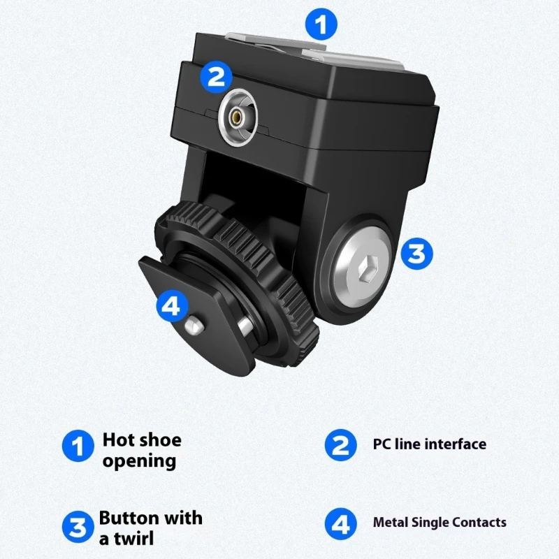 Rotating Flash Adapter Bracket With Height Extension PC Syncing Port Photography Tool H8WD
