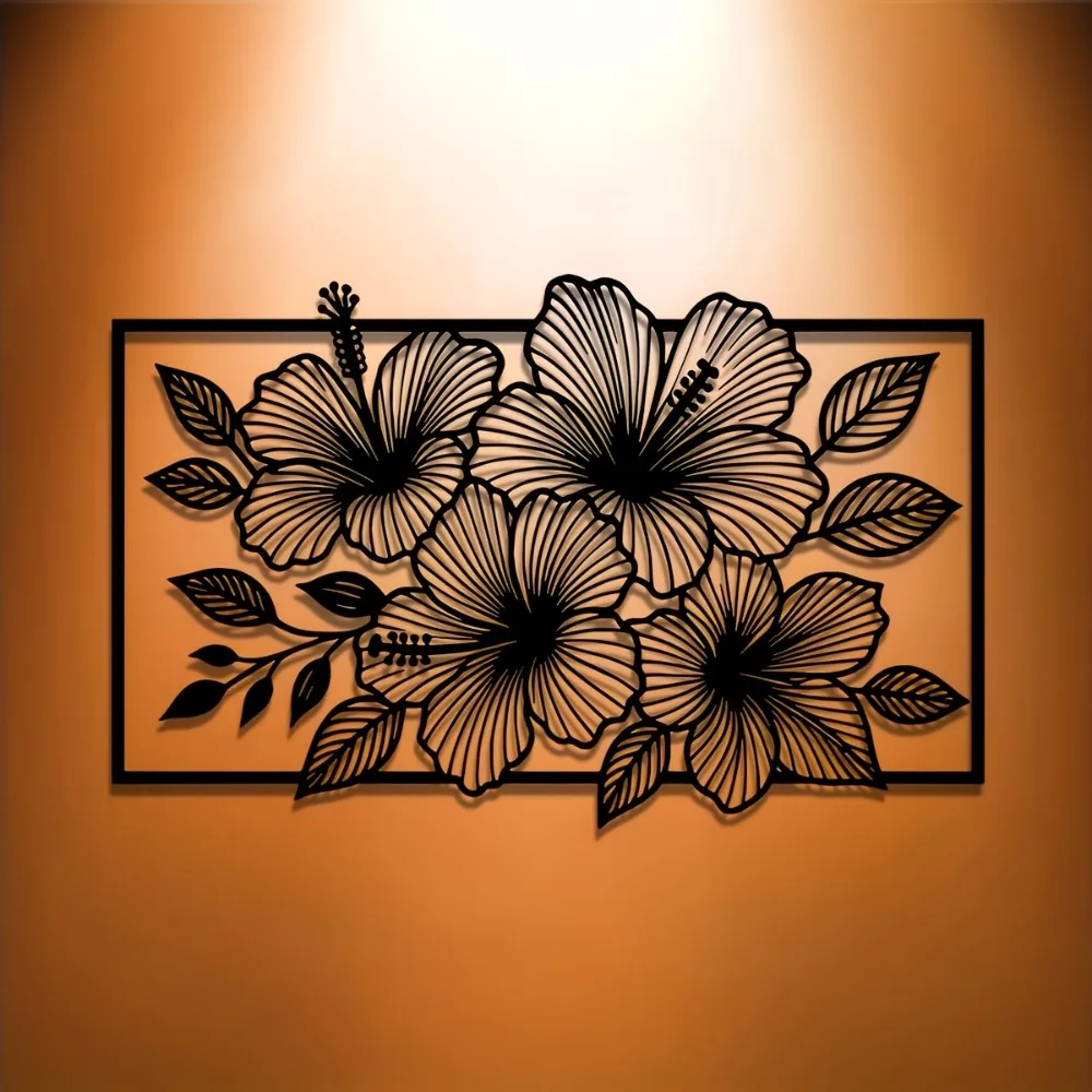 CIFBUY Metal Wall Art Tropical Flower Iron Decor Indoor Outdoor Hanging Ornament For Home Garden Patio Yard Sign Gift