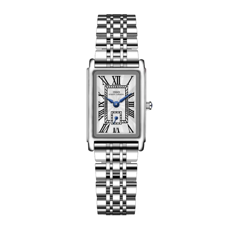 Elegant Small Women Watches Silver Steel Waterproof Luxury Hand Clock Female Gift Original Brand Ladies Rectangular Wristwatches