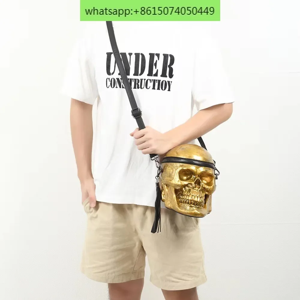 

Black Skull Male and Female Funny Bag Female Cross border Tassel One Shoulder Crossbody Bag