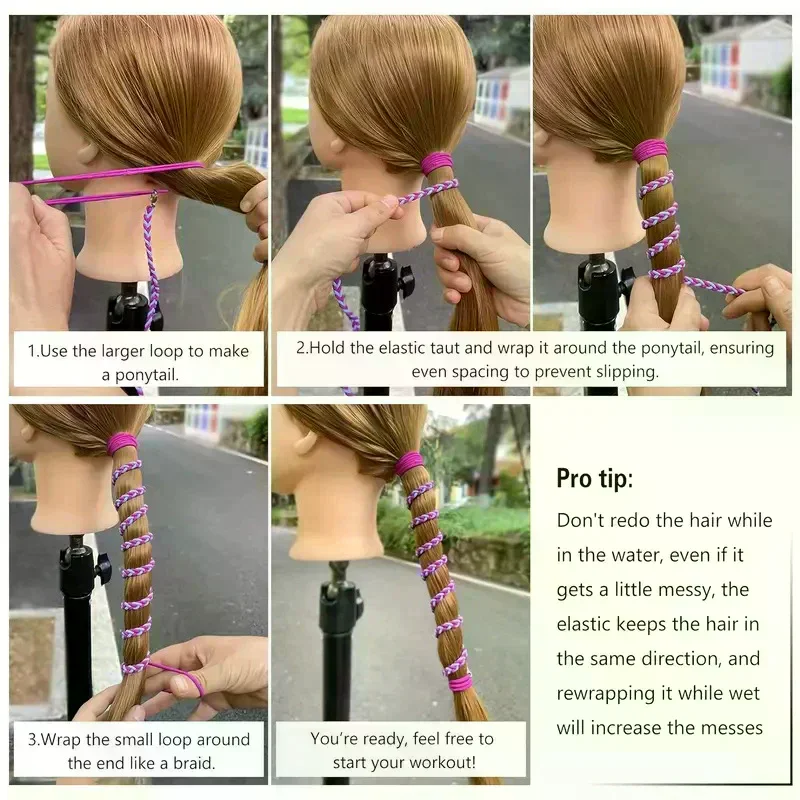 Creative Elastic Hair Ties Ponytail Holders For Women Girls Stretchy Braided Pony Tail Hair Tie Wrap For Swim Diving Surfing