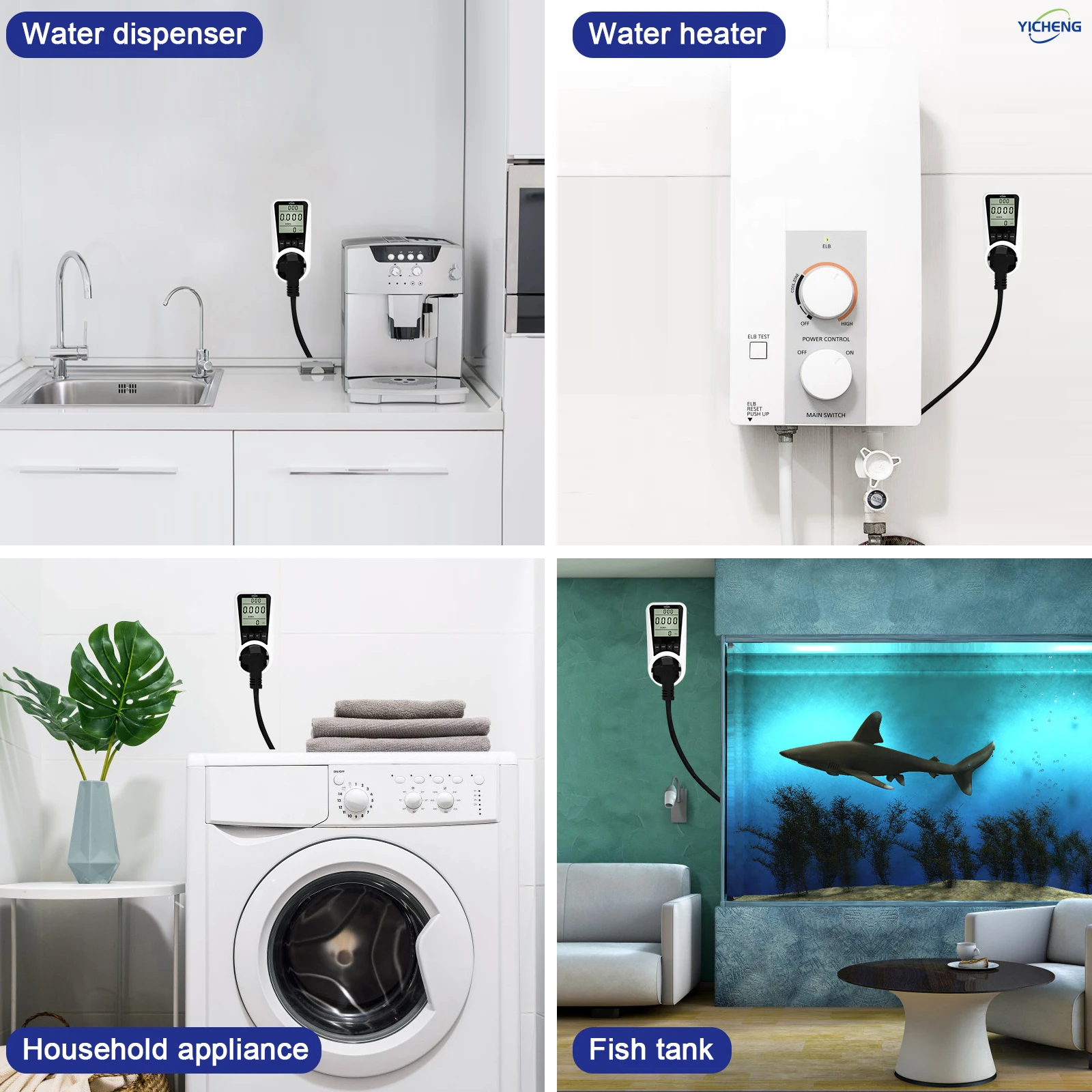 YICHENG Watt Meter,Plug-in Socket Power Meter,Overload Protection,Kilowatt Wattage Voltage AMP Tester,Electrical Energy Monitor