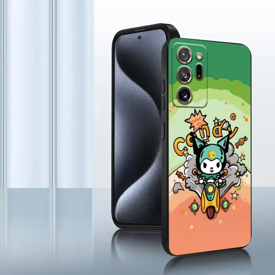 サンリオ キュート クロミ アート ブラック ソフトフォンカバーケース サムスン ギャラクシー ノート S10 10 Plus S9 8 20 Ultra 9 S8用