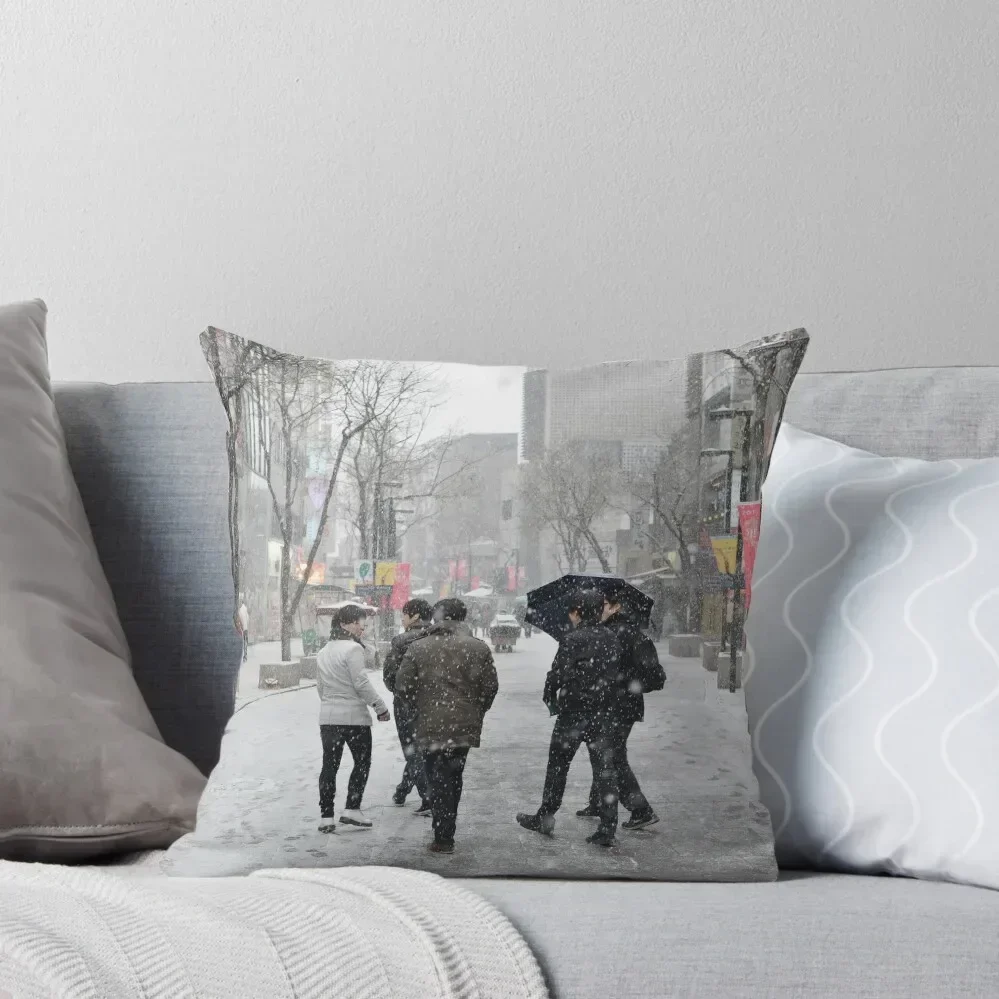 

Snowing in Insadong, Seoul Throw Pillow autumn pillowcase luxury covers Cushions For Sofa pillow
