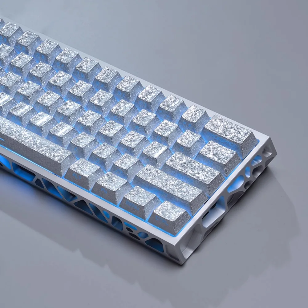 Ice Crystal Titanium Theme Keycap Set 112Keys Custom Keyboard Cap PBT Cherry Profile Keycaps for Mechanical Keyboard Accessories