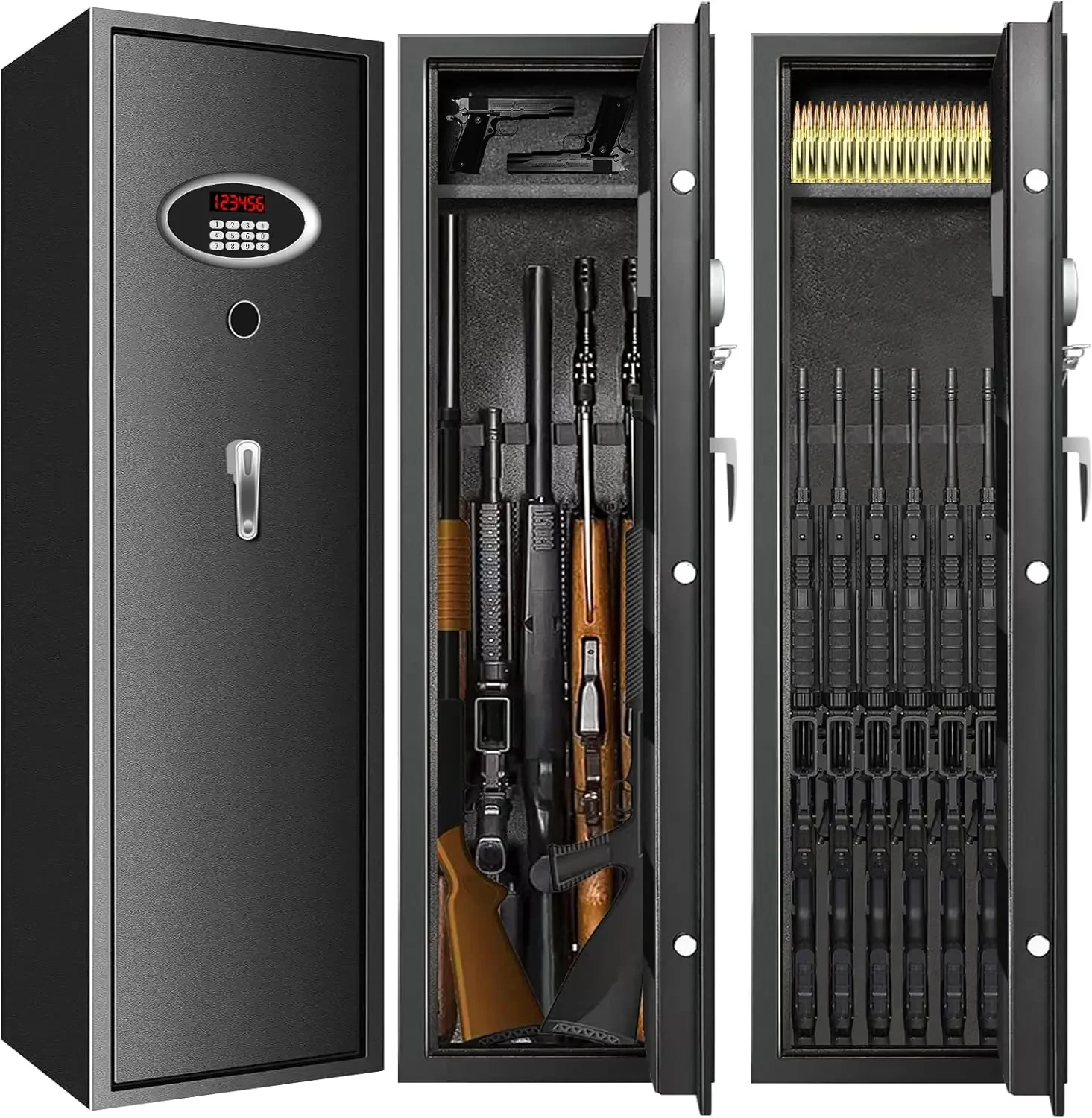 7-8 Extra Large Gun Safes for Home Rifle and Pistols, Heavy Duty Anti-Theft Gun Safes for Rifles and Shotguns,LED Light