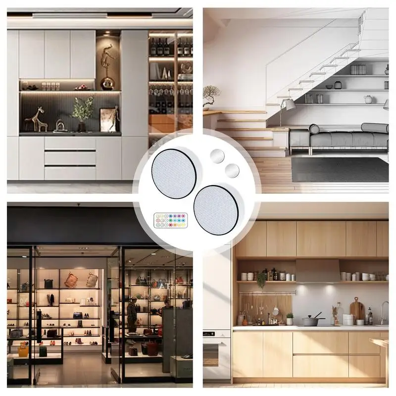 Stick On Closet Lights Wall Shelf Lamp Wireless Under Cabinet Light With Remote Battery Powered Lamp With Timing Function For