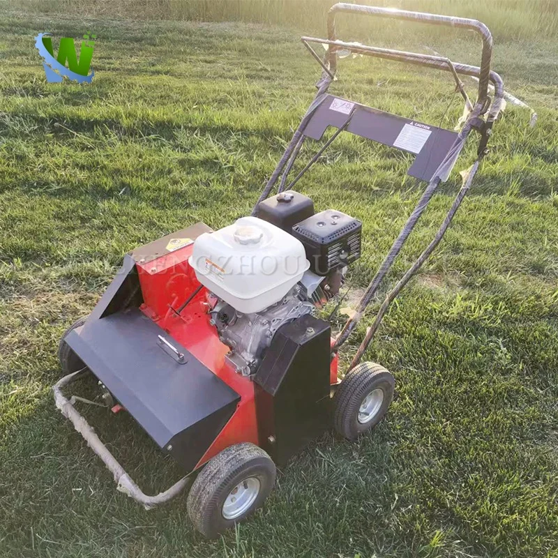 Manual Push Lawn Root Cutting Grass Combing Machine Fertilizing Seeder Turf Comb Machine With Remove Dead Grass