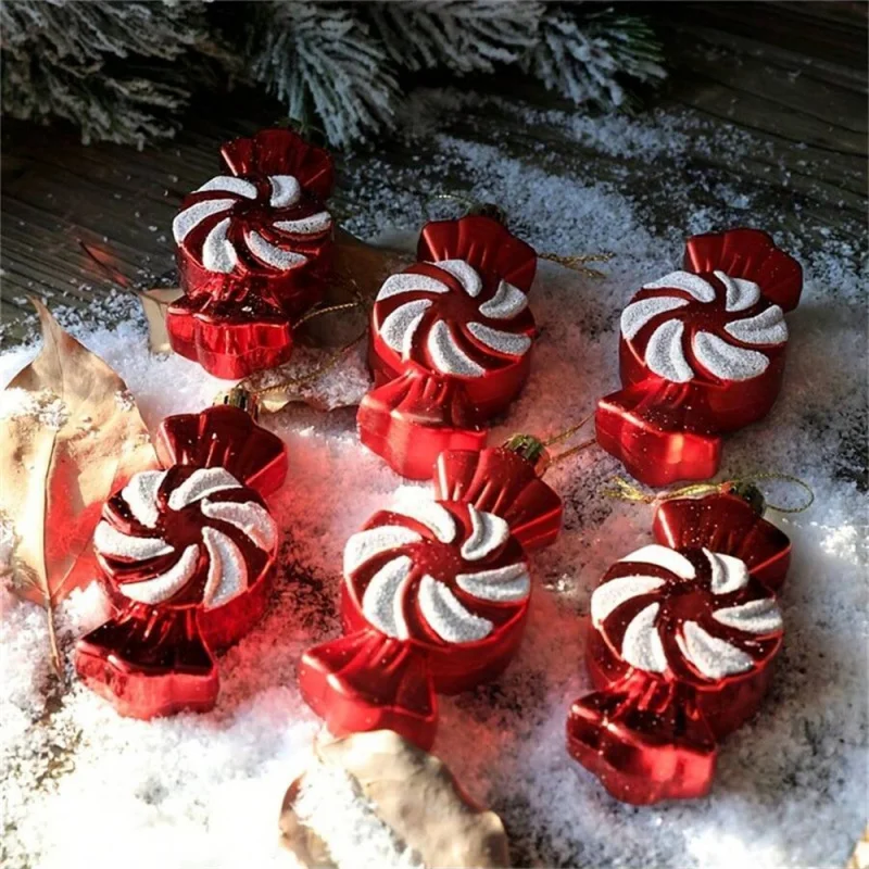 Juego de decoraciones para árboles de Navidad, accesorios de exhibición de embalaje de dulces de plástico, formas de cebolla y estrella, decoración de ventanas navideñas, 6 uds.