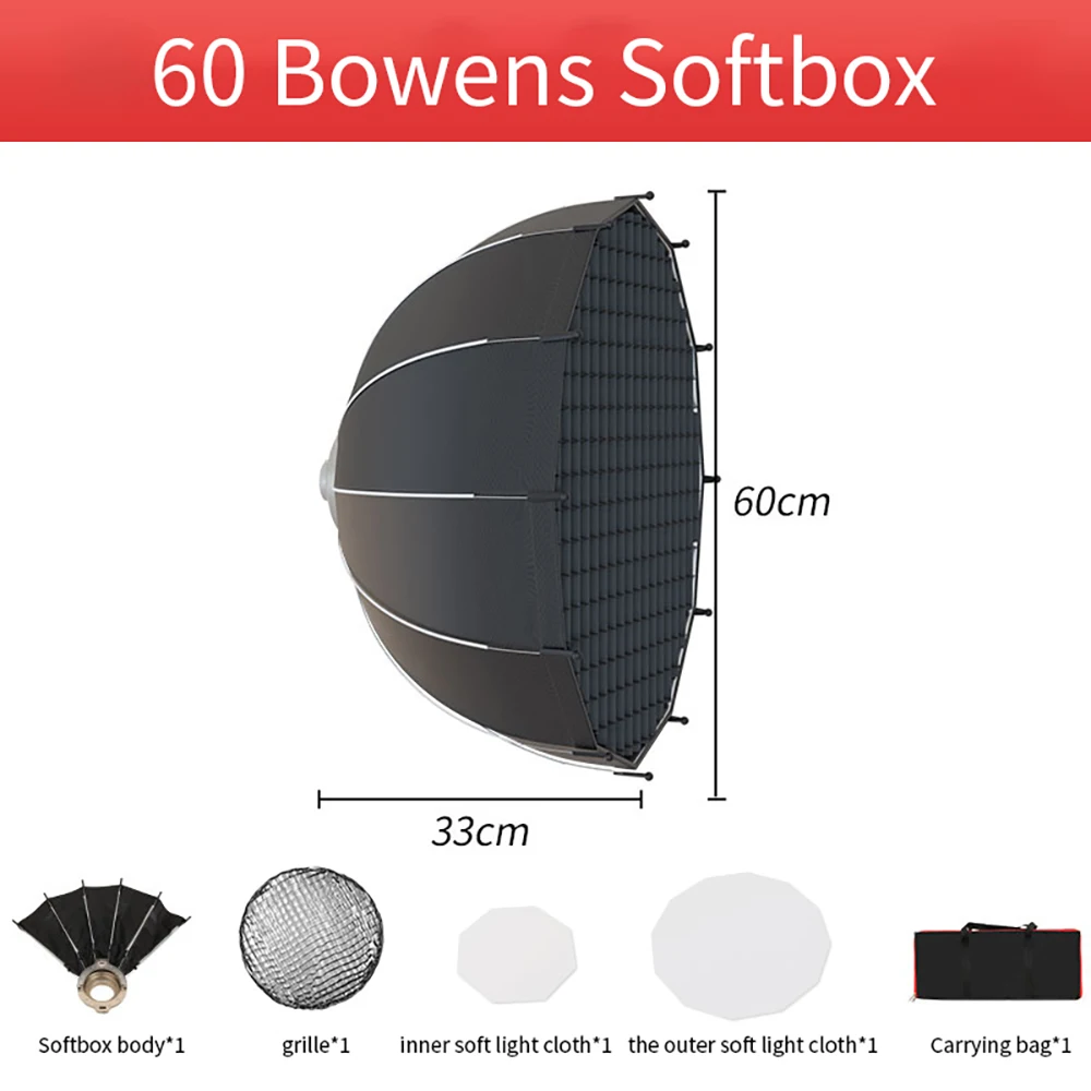 Bowens Mount Honeycomb Grid Softbox Kit Lamp Lantern Elinchrom One Step Quick Ball Diffuser Soft Light Modifier Video Shooting