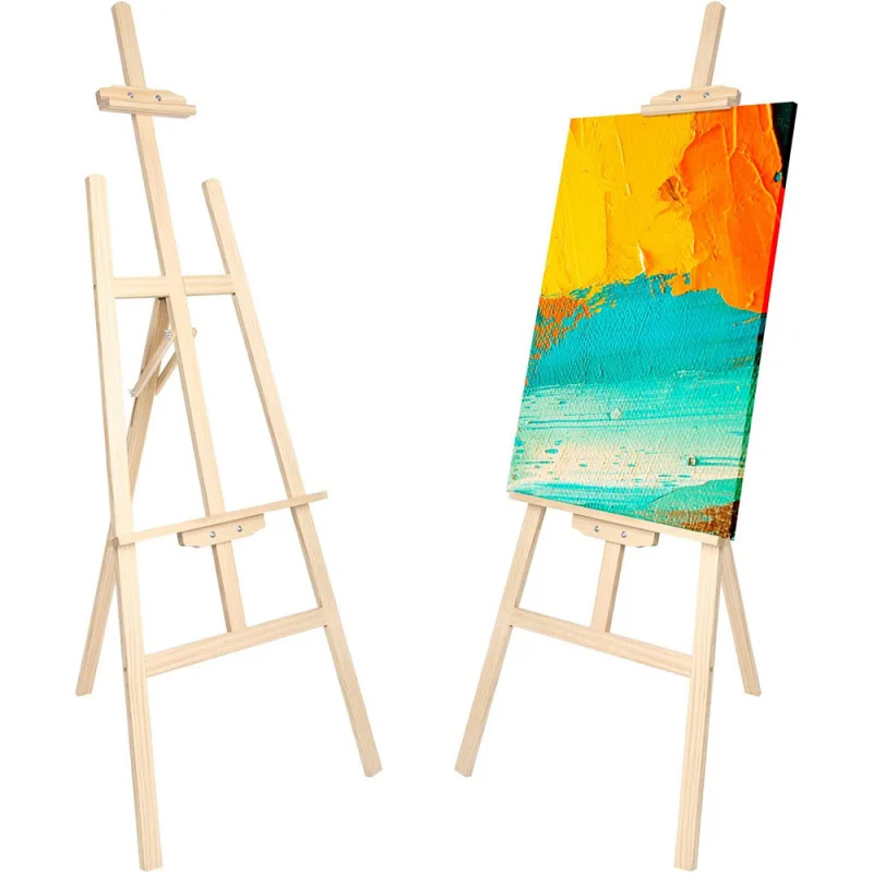 customized.Adjustable Wooden Tripod Easel Display Floor Easel Sketch Painting Portable Natural