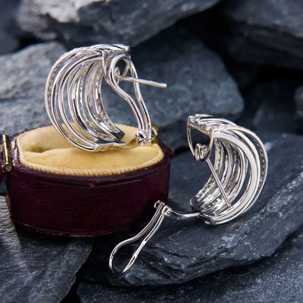 أقراط عتيقة رائعة من الزركون متعددة الطبقات ملتوية غير منتظمة على شكل حرف C للنساء هدية عيد ميلاد رومانسية حلوة