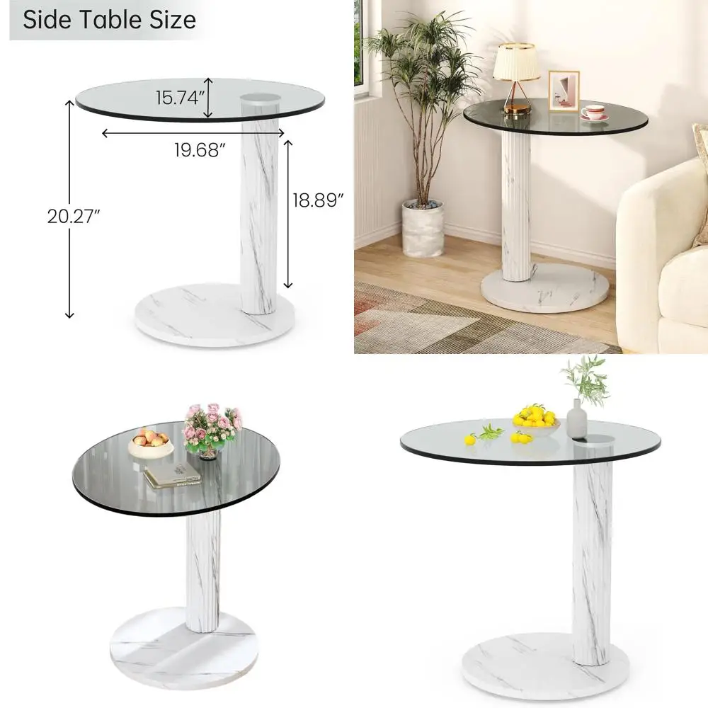 

22 Contemporary Clear Glass Coffee Table, Ideal for Living Spaces, Cafes, and Offices (White)