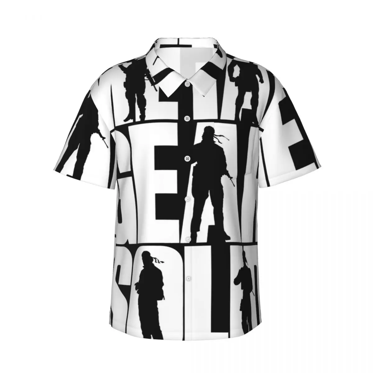 Metal Gear Solid Men's Shirts Hawaiian Short Sleeve Shirt Fashion Button Tops for Summer Beach