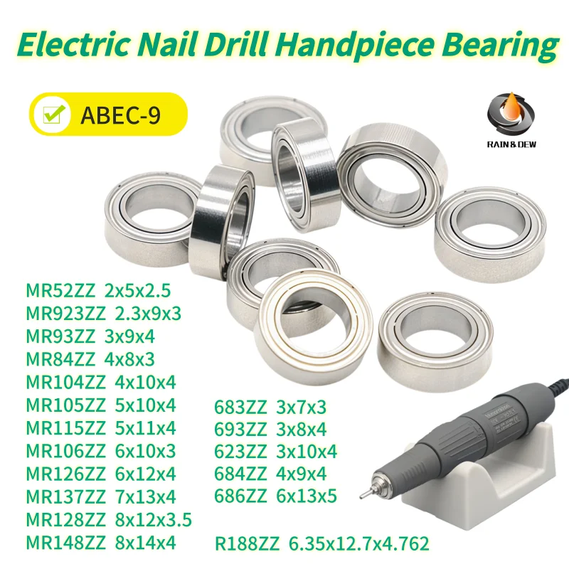 10Pcs 623ZZ 3x10x4mm 1030 ABEC-9 Handle Bearings For Strong Drill Brush Handpiece Nail Ball Bearing 0830 0940 1260 1480 1060