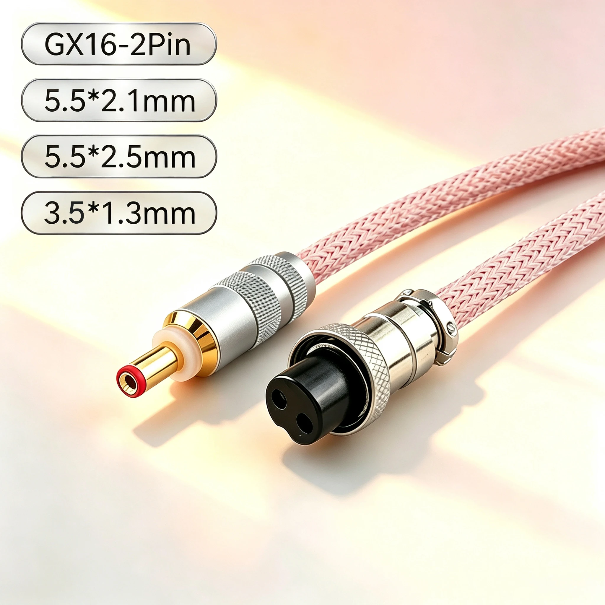 Image of GX16-2P 2-Pin Aviation auf 5,5x2,1mm / 5,5x2,5mm DC-Kabel OCC Kupfer HiFi Audiophiles Lineares Stromkabel