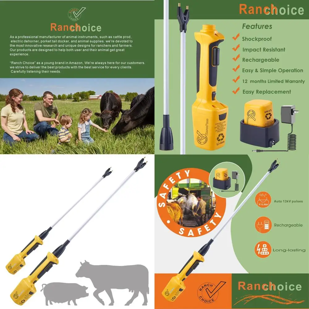

Flexible 38-Inch Rechargeable Electric Livestock Prod for Cattle, Sheep, Pigs, and Dogs