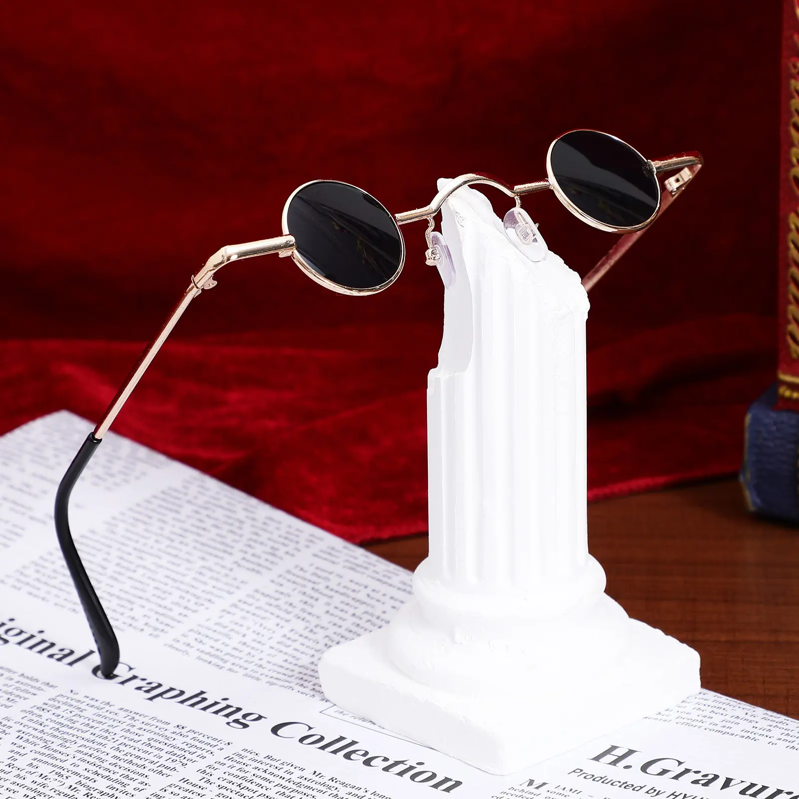 Retro Sunglasses Small Round Frame Polarized Beach Eyewear Creative Women Men Party Decorative Stylish Durable Outdoor Gift