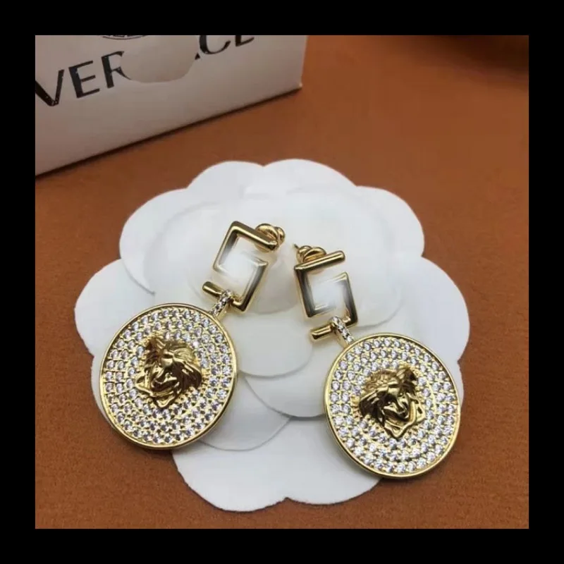 

2022 Fansi Home Beauty Head круглые серьги-гвоздики, инкрустированные бриллиантами, серьги-гвоздики из серебра 925 пробы с иглами и буквами, модные серьги, женские серьги