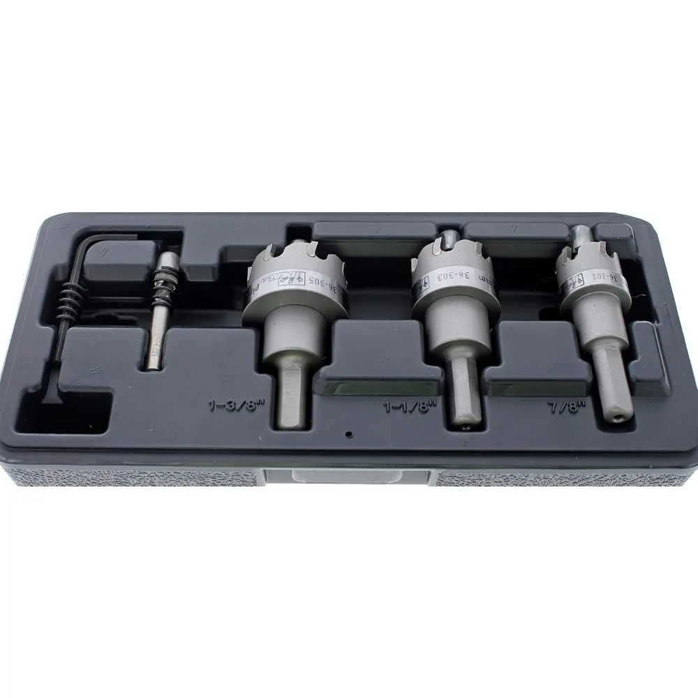 ชุดเครื่องตัดรูคาร์ไบด์ 4 ชิ้น พร้อมดอกสว่านนำร่องเริ่มต้นอย่างราบรื่น และกระเป๋าสำหรับงานไฟฟ้า