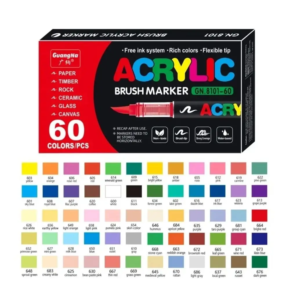 20/40PCS Soft Markers Pens Replacement Cores Durable Nylon Pigment Markers Dual Tips General Painting Tool for GuangNa