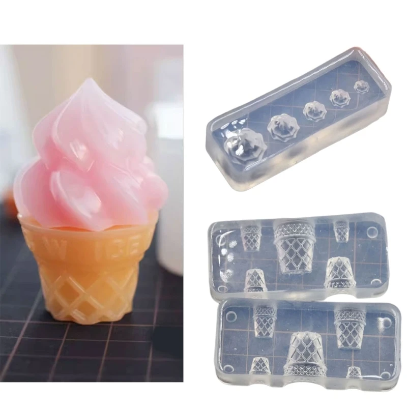 Silicone Ice Cream Cone Mold Candy Toy Moulds Realistic DIY Ice Cream Cone Molds for Baking and Chocolate DIY Crafts Food Mould