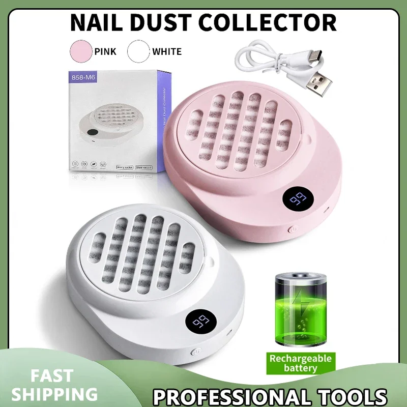 

Для шлифовки и удаления ногтей Мини-пылесос для дизайна ногтей Бесщеточный двигатель с батарейным питанием Бесшумный пылевой фильтр