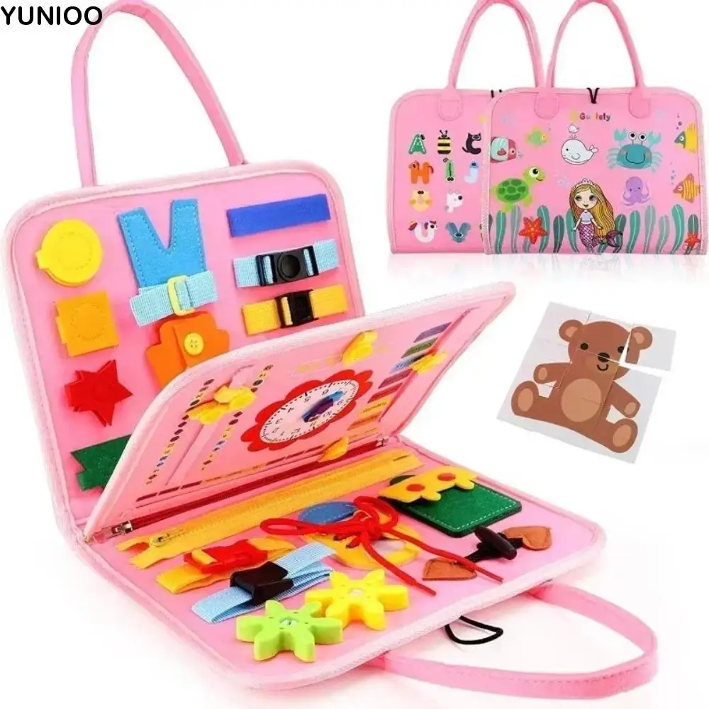 กระดานกิจกรรมผ้าสักหลาดสุดสร้างสรรค์ น่ารัก ฝึกทักษะชีวิต การ์ตูน 3 มิติ หนังสือกิจกรรมเงียบ DIY ของเล่นเสริมพัฒนาการแบบมอนเตสซอรี่