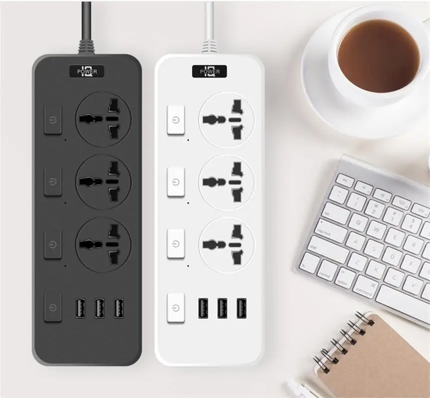 Universal Outlet Power Strip Multiprise Smart Home Extension Electrical Socket With Cord USB AC Separate Control Charger Adapter