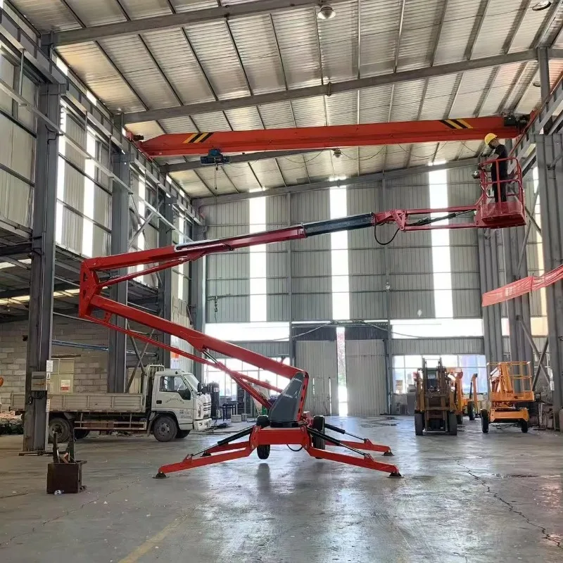 Trailer Mounted Mobile Boom Lift Towable Articulated Work Platform with Hydraulic Legs for High Reach Operation