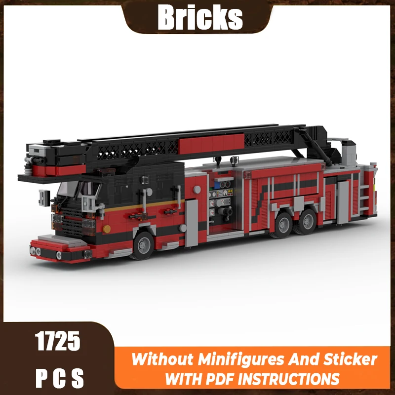 

Изысканная новая модель строительного блока MOC, 100-футовая башня, лестница, пожарная машина, технология, модульная детская игрушка, подарок, набор для сборки «сделай сам»