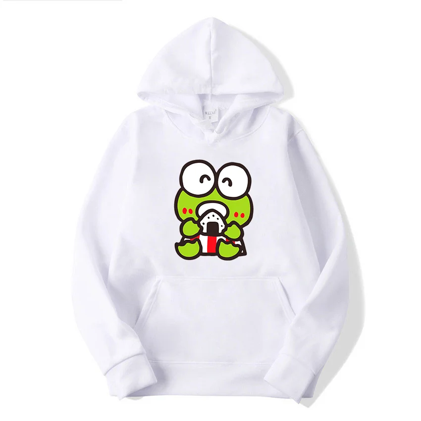 Sanrio Keroppi męskie damskie bluzy z kapturem hiphopowy sweter z długim rękawem chłopcy dziewczęce jesienne topy płaszcze Sanrio Keroppi