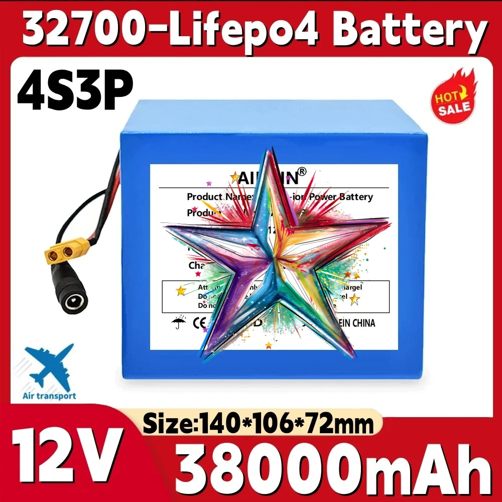 

4S3P 12V 32700 Lifepo4 Battery 38000mAh Battery Pack Built-in 40A Balanced BMS for Electric Boat and Uninterrupted Power Supply