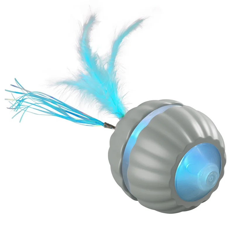 Juguete interactivo recargable para gatos con pluma, rodante - imagen 2