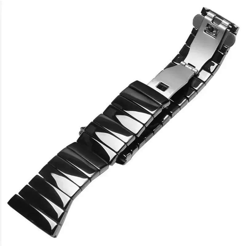 Watch Band For Rado SINTRA Series Black Ceramic Strap for Men Women Bracelet Double Press Folding Buckle Bracelet 17mm 26mm 29mm